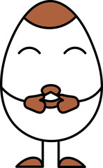 Isolated Cartoon Egg Eating Food Icon In Brown And White Color.