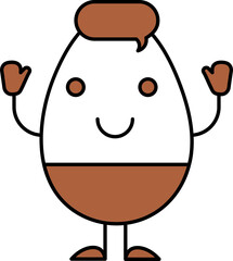 Cartoon Male Egg Icon In Brown And White Color.