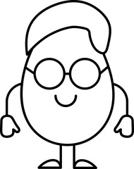 Cartoon Egg Wearing Sunglasses Icon In Linear Style.