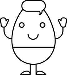 Stroke Style Cartoon Male Egg Icon Or Symbol.
