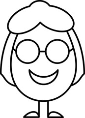 Cartoon Female Egg Wearing Goggles In Outline Style.