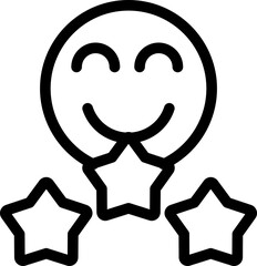 Smiley Emoji Rating Icon In Black Line Art.