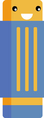 Cartoon Face Eraser Icon In Blue And Yellow Color.