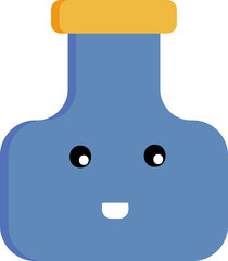 Funny Face Ink Bottle Icon In Blue And Yellow Color.