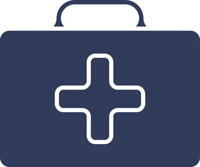 First Aid Box Icon in Blue and White Color.