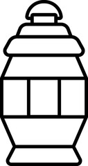 Isolated Lantern or Lamp Icon in Thin Line Art.