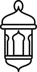Illustration of Antique Lantern or Lamp Icon in Line Art.