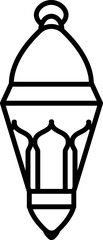 Lantern or Lamp Icon in Thin Line Art.