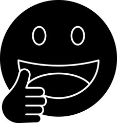 B&W Smiley Emoji Showing Thumbs Up Icon.