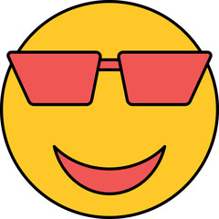 Red And Yellow Smiling Face Wearing Glasses Icon.