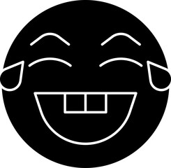Glyph Style Laughing Emoji With Tears Icon.