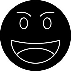 Naklejka premium Black And White Smiley Face Emoji Icon.