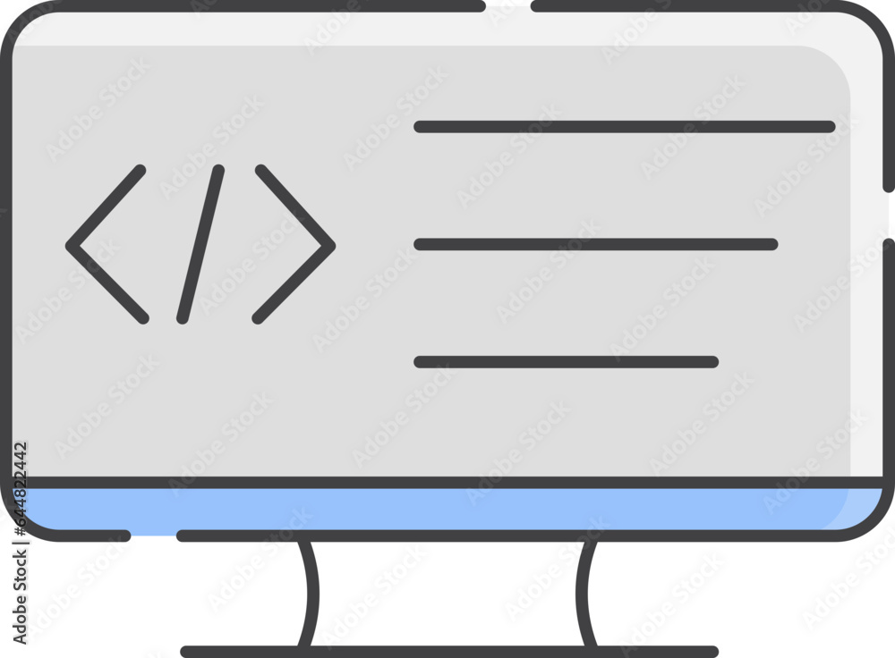 Poster programing in computer gray and blue icon.