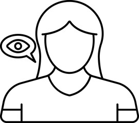 Faceless Woman Eyewitness Icon Black Outline.