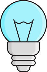 Isolated LED Bulb Icon In Cyan And Gray Color.