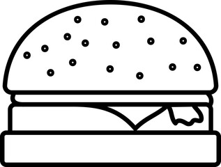 Burger Icon in Black Line Art.