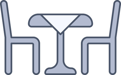 Blue And Gray Dining Table Icon Or Symbol.