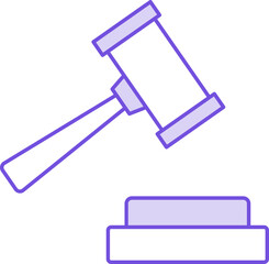 Auction Hammer Icon In Purple And White Color.