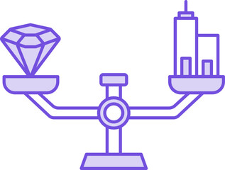 Comparison Icon In Purple And White Color.