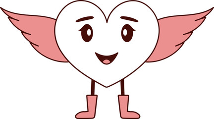 Illustration Of Angel Heart Character Icon In Flat Style.
