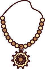 Necklace Icon In Brown Color.