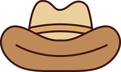 Flat Style Fedora Hat Icon In Brown Color.
