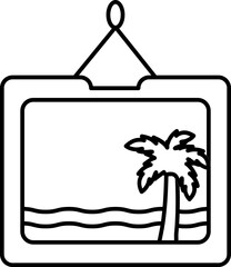 Beach Scenery Frame Icon In Black Outline.