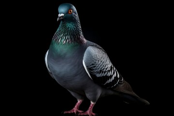 Beautiful Pigeon on a Dark Background. Generative Ai