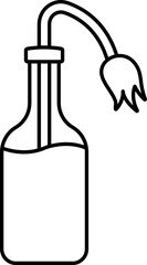 Molotov Cocktail Icon In Black Outline.