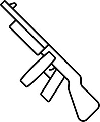 Rifle Icon In Black Line Art.