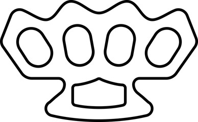 Brass Knuckles Icon In Black Line Art.
