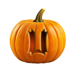 Obraz premium Halloween pumpkin font letter U. Isolated on transparent background. 