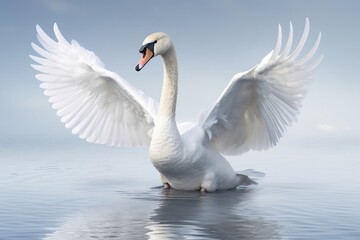 A Beautiful Swan on Clear Display. Generative Ai