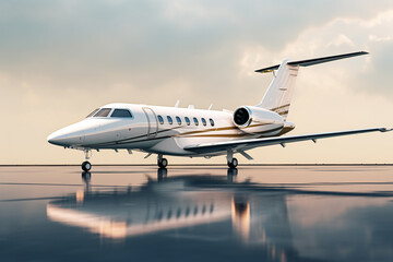 A white plane soars through the air against a pristine white backdrop, portrayed in a minimalistic yet hyper-realistic style. Generative AI.