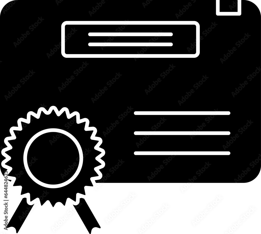 Poster Certificate Icon In B&W Color.