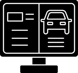 Online Car Service Icon In B&W Color.