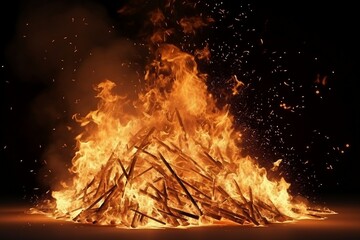 Sparks Fly in Bonfire. Generative Ai