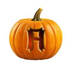 Halloween pumpkin font letter A. Isolated on transparent background. 