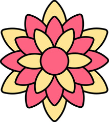 Beautiful Flower Icon In Yellow And Red Color.
