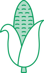 Green And White Corn Icon In Flat Style.