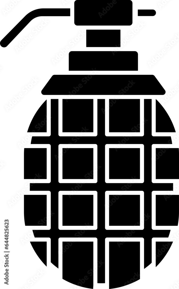 Wall mural Grenade Icon In Black And White Color.