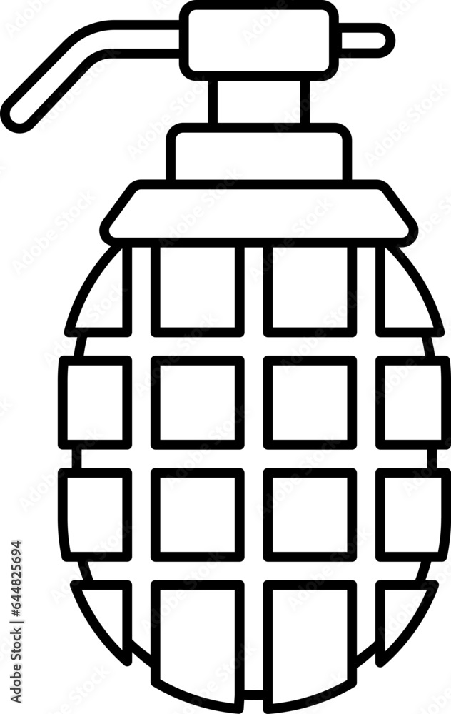 Wall mural grenade icon in black line art.