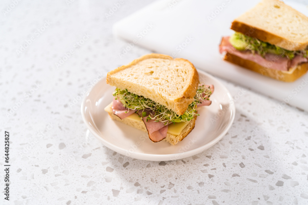 Canvas Prints Ham, Cucumber, and Sprout Sandwich