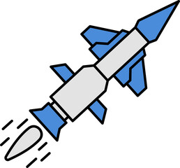 Illustration of Missile or Rocket Icon in Flat Style.