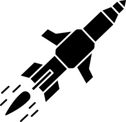 Isolated Missile Icon in Black And White Color.