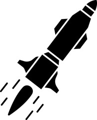 Glyph Missile Icon in Flat Style.