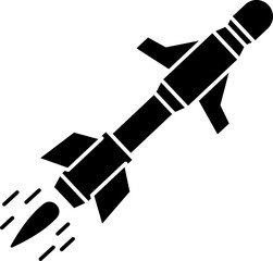 Isolated Missile Icon in Black And White Color.
