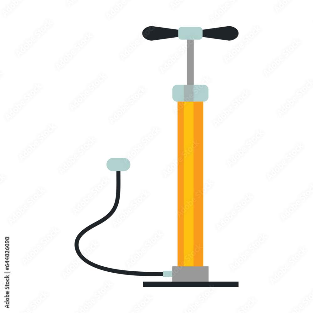 Poster pump for inflating bicycle tires vector. multicolored flat vector icon representing construction too