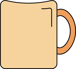 Pastel Orange Cup or Mug Icon in Flat Style.