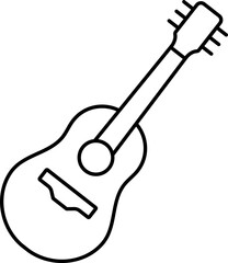 Guitar Icon In Black Line Art.